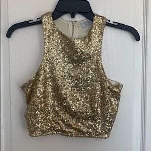 Tobi Gold Sequin Crop Top